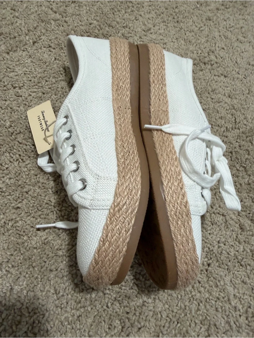 Tommy Bahama White Canvas Espadrille Sneakers with Rope Trim